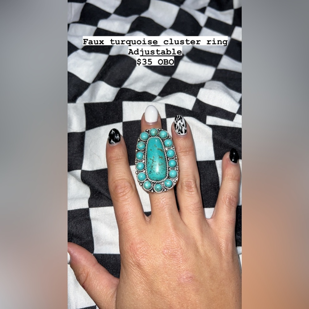 Faux turquoise cluster ring